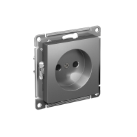 Розетка Systeme Electric AtlasDesign без заземления со шторками, 16А, мех., быстрозажим. клем., СТАЛЬ ATN000949S