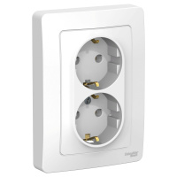 Розетка скрытой установки двойная с заземляющим контактом без шторок 16A 250В Systeme Electric Blanca BLNRS001021, БЕЛЫЙ
