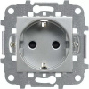 Розетка 220v с/з и шторками серебряная ABB Zenit 2CLA228860N1301|2CLA227190N1001