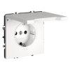 Розетка с заземлением с защитными шторками с крышкой Voltum S70 пластик белая Soft touch 16А (VLS040302)