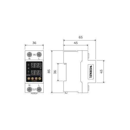 Реле напряжения 1P+N 63А W932P63R Werkel