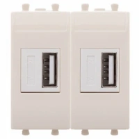 USB зарядка2 порта тип А 2100х2 mA ванильная дымка DKC Avanti 4405542