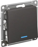 Выключатель 1-клавишный с подсветкой Systeme Electric Atlas Design 10АХ, БАЗАЛЬТ ATN001413