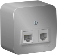 Розетка двойная компьютерная + телефонная с изолирующей пластиной Systeme Electric Blanca BLNIA045113, Алюминий