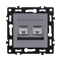 Розетка двойная Ethernet RJ45 Cat.6, серый бархат Brionilux серия G (GP018GY)