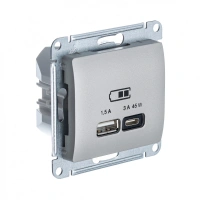 USB Розетка A + тип-C 45W Systeme Electric Glossa высокоскоростная зарядка QC, PD, механизм, ПЛАТИНА
