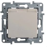 Розетка с заземлением со шторками с крышкой IP44 слоновая кость Etika 672332