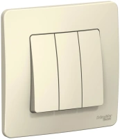 Трехклавишный выключатель скрытой установки 10А 250В Systeme Electric Blanca BLNVS100502, Молочный