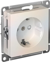 Розетка Systeme Electric AtlasDesign с заземлением со шторками, 16А, механизм, быстрозажим. клем., ЖЕМЧУГ ATN000445S