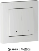 Умный выключатель проходной двухклавишный с подсветкой Zigbee 10А, L+N, Systeme Electric AtlasDesign Smart БЕЛЫЙ ATN000153Z