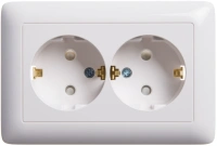 Розетка двойная с заземлением со шторками 16А Systeme Electric Hit, БЕЛЫЙ RS16-231-B