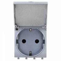 Розетка 220v с крышкой сталь DKC Avanti 4404012