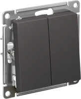 Выключатель кнопочный 2-клавишный Systeme Electric AtlasDesign, сх.5, 10А, механизм, БАЗАЛЬТ ATN001417