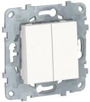 Выключатель кнопочный двухлавишный белого цвета NU310618x2 + NU7002 Schneider Unica New