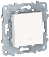Выключатель 1-клавишный кнопочный с подсветкой схема 1а 10A Unica NEW Schneider Electric белый NU520618N