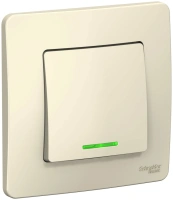 Одноклавишный выключатель скрытой установки с подсветкой 10А 250В (cх.1) Systeme Electric Blanca BLNVS010112, Молочный