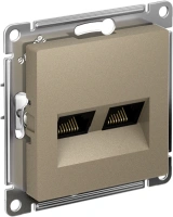 Розетка двойная Systeme Electric AtlasDesign компьютерная RJ45+RJ45 кат. 6А, механизм, ШАМПАНЬ ATN000588