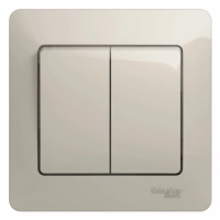 Выключатель 2-клавишный Systeme Electric Glossa, сх.5, 10AX, в сборе, МОЛОЧНЫЙ GSL000952
