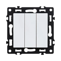 Трехклавишный выключатель 10А/250В Белый бархат Brionilux серия G Plast (GP710WH)