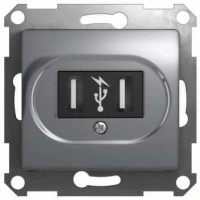 Розетка USB цв. алюминий Schneider Electric Glossa GSL000332