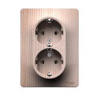 Розетка двойная Systeme Electric Glossa с заземлением без шторок, 16А, в сборе, СОСНА GSL001524