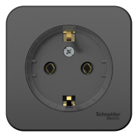 Розетка с заземляющим контактом без шторок (компакт) с изолирующей пластиной 16А 250В Systeme Electric Blanca BLNRA110116, Антрацит