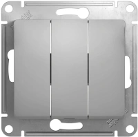 Выключатель 3-клавишный схема 1+1+1 10АХ Systeme Electric Glossa, алюминий GSL000331
