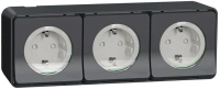 Блок из 3-розеток для открытой установки с винтовыми клеммами IP55 Mureva Styl Schneider Electric антрацит MUR36038