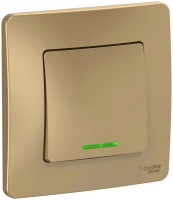 Одноклавишный переключатель скрытой установки с подсветкой 10А 250В (cх.6) Systeme Electric Blanca BLNVS010614, Титан