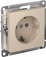 Розетка Systeme Electric AtlasDesign с заземлением без шторок, 16А, мех., быстрозажим. клем., ПЕСОЧНЫЙ ATN001243S