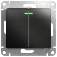 Выключатель 2-клавишный с подсветкой схема 5а 10AX Systeme Electric Glossa, антрацит GSL000753