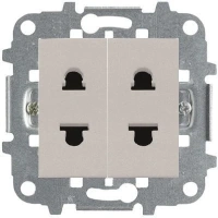 Розетка двойная б/з серебряная ABB Zenit 2CLA213501N1301x2|2CLA227190N1001