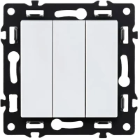 Трехклавишный выключатель 10А/250В Белый бархат Brionilux серия G Plast (GP710WH)