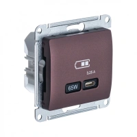 USB Розетка тип-C 65W Systeme Electric Glossa высокоскоростная зарядка QC, PD, механизм, БАКЛАЖАНОВЫЙ