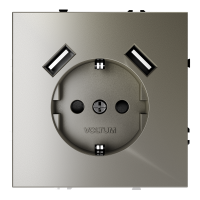 Розетка с заземлением и защитными шторками, Voltum S70, с USB, A+A, шелк VLS040404