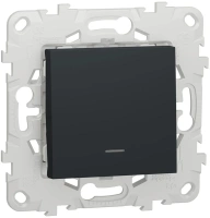 Выключатель 1-клавишный с подсветкой схема 1а Unica NEW Schneider Electric антрацит NU520154N