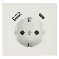 Розетка SCHUKO© с USB A+C с защитными шторками 16A 250V~ 2P+T USB 25W, цвет Сахара Jasmart FD5501USB-25SH