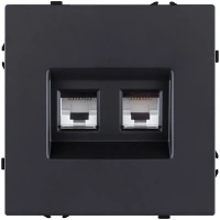 Розетка двойная Ethernet RJ45 Cat.6, черный матовый Kollinger Eclipse EC-018BK