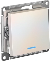 Выключатель 1-клавишный Systeme Electric AtlasDesign с подсветкой, сх.6а, 10АХ, мех., быстрозажим. клем., ЖЕМЧУГ ATN000463S