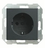 Розетка с заземляющими контактами 16А/250В с защитой от детей и пиктограммой GIRA пластик антрацит 045328