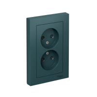 Розетка двойная Systeme Electric AtlasDesign без заземления со шторками, 16А, в сборе, ИЗУМРУД ATN000822