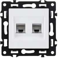Розетка двойная Ethernet RJ45 Cat.6, белый бархат Brionilux серия G Plast (GP018WH)