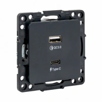 Зарядка usb 2 порта тип А-C 2100 mA черная EKF EZR-2USB-type-C