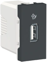 Розетка USB 5 В / 1000 мА 1 модуль Unica Modular Schneider Electric NU342854 антрацит