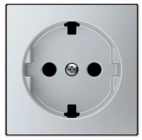 Розетка 220v с/з со шторками плоская алюминий ABB Sky Niessen 2CLA818890A1001|2CLA858890A1301