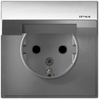 Розетка с заземлением со шторкой и крышкой, 16А, IP44 Systeme Electric ArtGallery, алюминий GAL440346