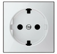 Розетка 220v с/з со шторками плоская стекло белое ABB Sky Niessen 2CLA818890A1001|2CLA858890A2101