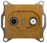Розетка TV SAT проходная 4dB цв. дуб Schneider Electric Glossa GSL000598