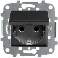 Розетка 220v с крышкой и шторками антрацит ABB Zenit 2CLA228810N1801|2CLA227190N1001