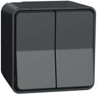Двухклавишный переключатель схема 6+6 для открытой установки IP55 Mureva Styl Schneider Electric антрацит MUR35022